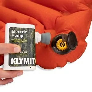 Klymit Rechargeable Electric Air Pump for Klymit Static V Sleeping Pads, Portable Air Pump Fits All Valve Types - klymit electric pump - rechargeable USB pump
