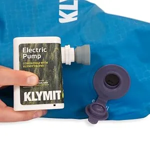 Klymit Rechargeable Electric Air Pump for Klymit Static V Sleeping Pads, Portable Air Pump Fits All Valve Types - klymit electric rechargeable pump for sleeping pads