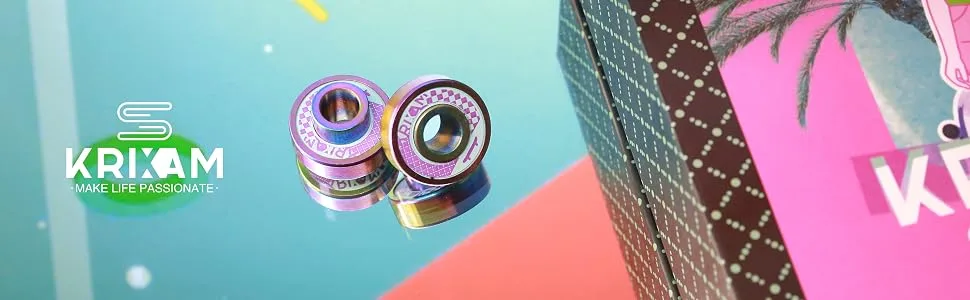 KRIXAM SG-B Skateboard Bearings with Black Ceramic, Longboard Bearings with Built in Spacers (Pack of 8) - bearing