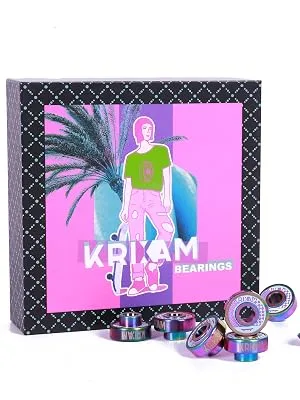 KRIXAM SG-B Skateboard Bearings with Black Ceramic, Longboard Bearings with Built in Spacers (Pack of 8) - longboard bearings