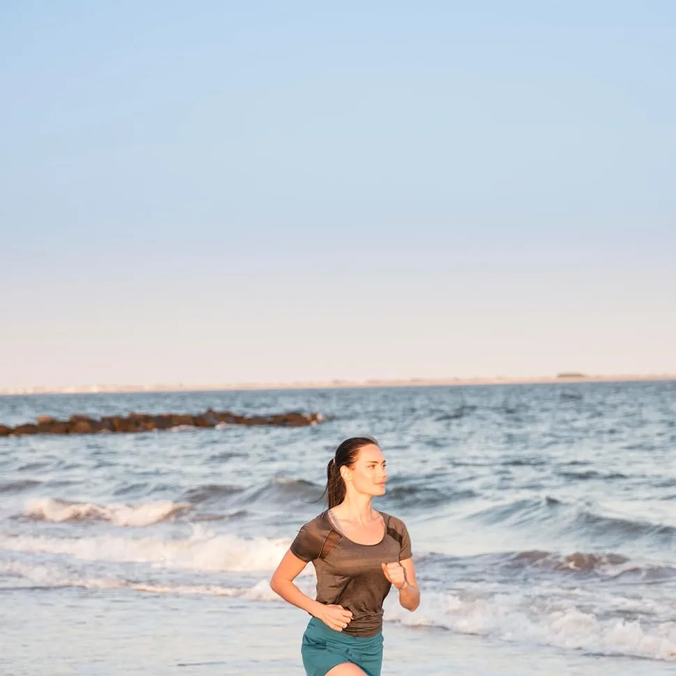 Layer 8 Women's Knit and Woven Quick Dry Two in One Running Yoga Work Out Short with Compression Shorts Underneath Small Dusky Dawn-woven - running