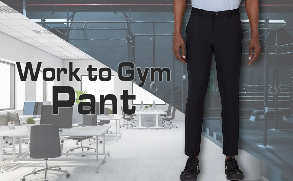 Layer 8 Mens Quick Dry Woven Lightweight Stretch Pants | Everyday Comfort Pants Large Black Solid - Layer 8 Men