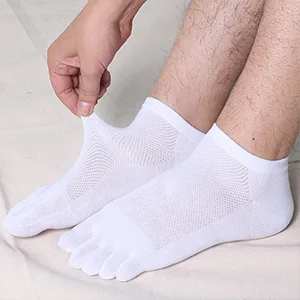 Meaiguo Men's Cotton Toe Socks Five Finger Socks Low Cut Athletic Socks for Running Black - mesh1