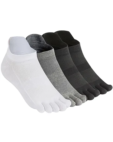 Meaiguo Men's Cotton Toe Socks Five Finger Socks Low Cut Athletic Socks for Running Black - mesh3