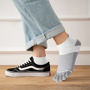 Meaiguo Men's Cotton Toe Socks Five Finger Socks Low Cut Athletic Socks for Running Black - shoe
