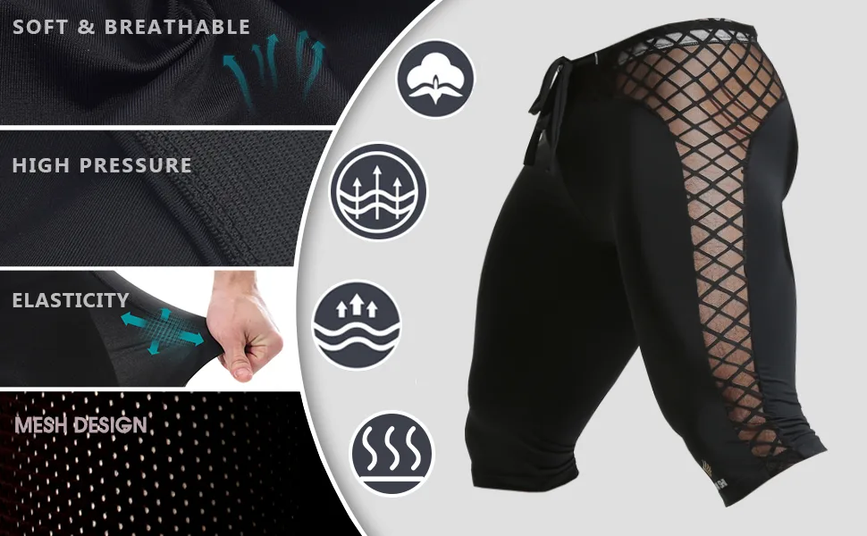 MIZOK Men's Soft Mesh Cool Dry Compression Yoga Workout Tight Shorts Black Medium - product information 28