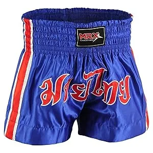 MRX Boxing Shorts for Men Training Fighting Muay Thai Shorts Boxing MMA BJJ Short Kickboxing Trunks Clothing Black/Red Large Short - 1302-Blu
