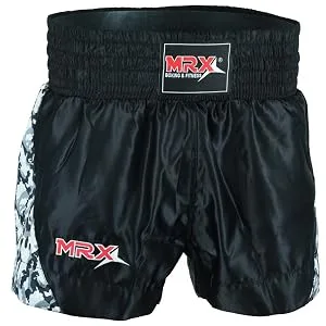 MRX Boxing Shorts for Men Training Fighting Muay Thai Shorts Boxing MMA BJJ Short Kickboxing Trunks Clothing Black/Red Large Short - 1306-BLK