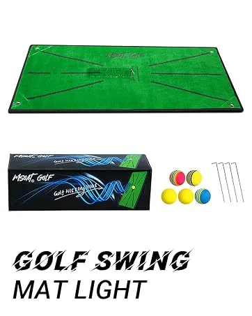 MSOAT Golf Hitting Swing Mat, Clearly Shows Impact Traces, Portable Training Mats for Backyards Swing Detection Velvet Material, Accustrike Swing Training Aids Rubber Back Darker Green Model - product information 8