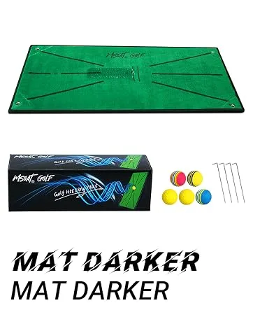 MSOAT Golf Hitting Swing Mat, Clearly Shows Impact Traces, Portable Training Mats for Backyards Swing Detection Velvet Material, Accustrike Swing Training Aids Rubber Back Darker Green Model - product information 9