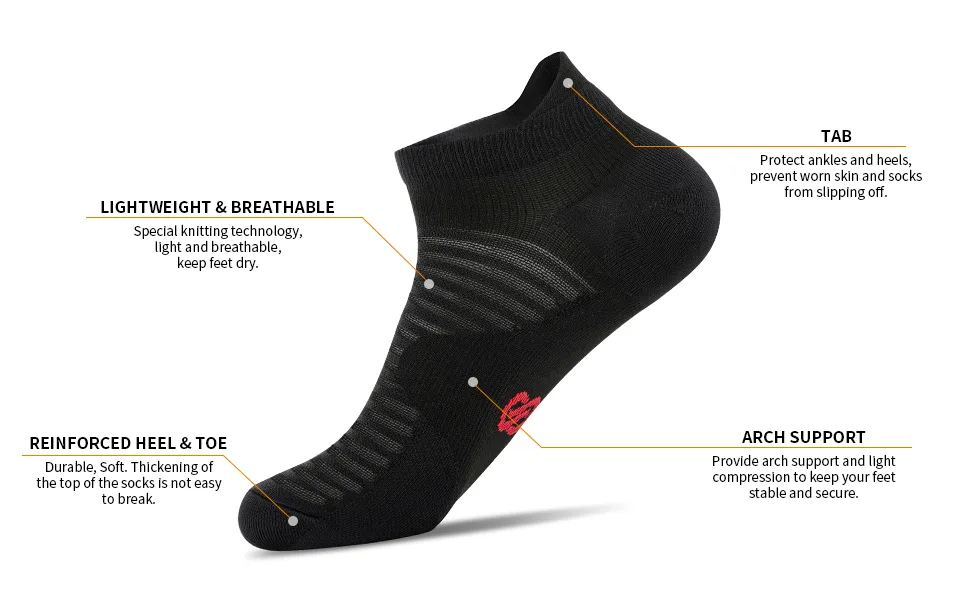Compression Running Ankle Socks Low Cut(6 Pairs) for Men & Women Black (6 Pairs) Large-X-Large - compression socks