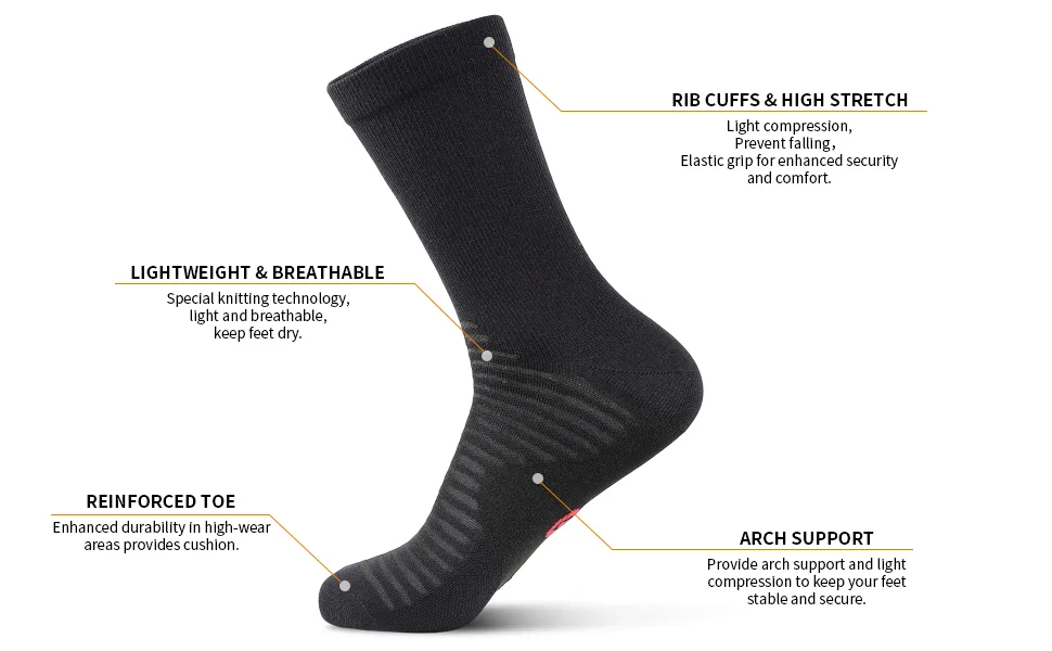 PAPLUS Compression Athletic Crew Socks (6 Pairs) for Men & Women Black (6 Pairs) Large-X-Large - compression socks men