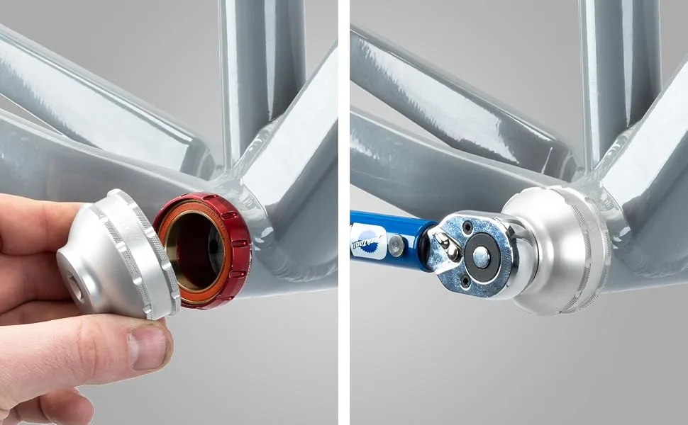 Park Tool BBT-79.3 12-Notch Bottom Bracket Tool  Fits SRAM Dub, Cinch, Rotor BSA30, etc. - Park Tool BBT-79.3 being used to remove a threaded bottom bracket cup