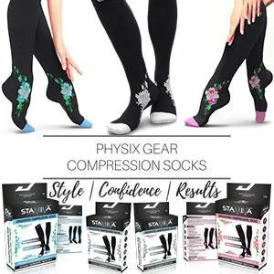 Physix Gear Sport Compression Socks for Men & Women 20-30 mmhg - Athletic Fit (1 Pair) Large-X-Large Black/Grey - style confidence results compression socks