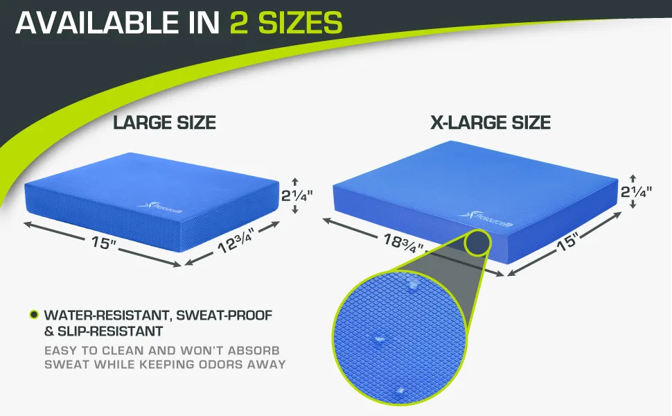ProsourceFit Exercise Balance Pad Blue - L - (15.5" x 12.75") - physical therapy standing desk kneeling pad floor cushion blocks adults pilates trainer back pain
