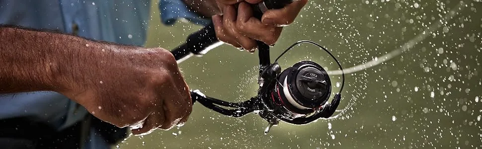 Quantum Optix Spinning Fishing Reel, 4 Bearings (3 + Clutch), Anti-Reverse with Smooth, Precisely-Aligned Gears, Clam Packaging Size 60 Reel - Banner image