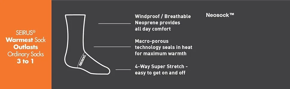 Seirus Innovation Windproof Winter Cold Weather NeoSock Large Black - product information 3
