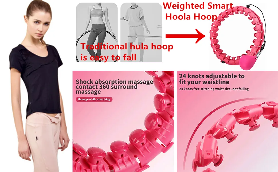 skayddb Weighted Smart Hoola Hoop, Smart 24 Sections Detachable Hoola Hoop, Suitable for Adults and Children purple - Weighted Smart Hoola Hoop That Will not Fall, Smart 24 Sections Detachable Hoola Hoop,