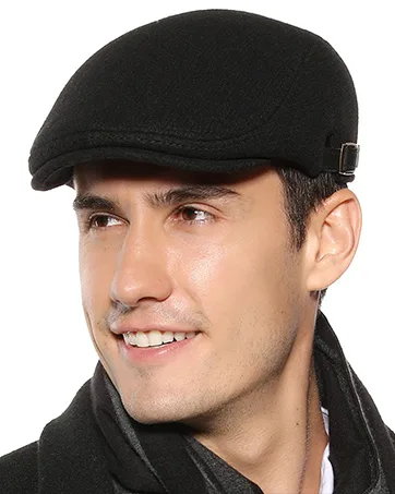 Sumolux Mens Newsboy Cap Winter Beret Hat Cabbie Flat Cap Black - product information 3