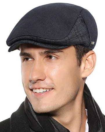 Sumolux Men's Black Winter Newsboy Cap | Stylish Beret Hat for Men