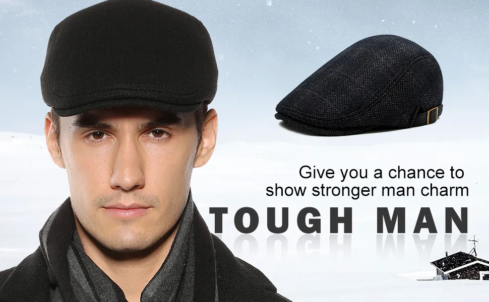 Sumolux Mens Newsboy Cap Winter Beret Hat Cabbie Flat Cap Black - product information 7