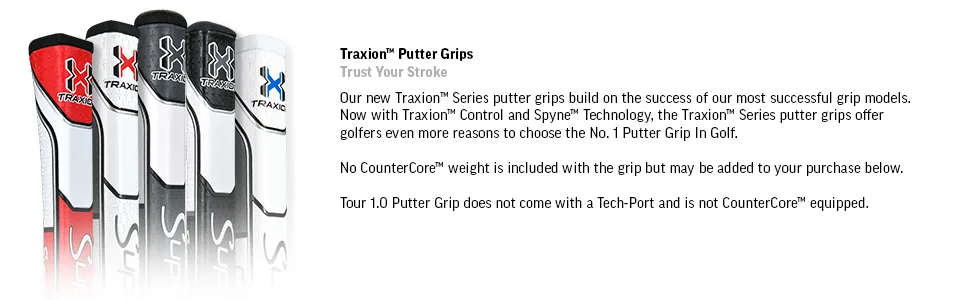 SuperStroke Traxion Claw Golf Putter Grip | Advanced Surface Texture That Improves Feedback and Tack | Minimize Grip Pressure with a Unique Parallel Design | Tech-Port Claw 2.0 White/Blue - Golf, Club, Putter, Grip, Control, Hand Position, Counter Balance, Technology, Weight, Texture