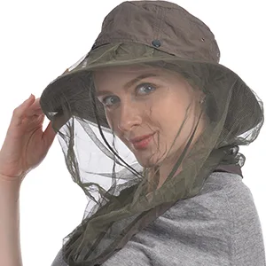 USHAKE Head Net Hat, Safari Hat Sun Hat Bucket Hat with Hidden Net Mesh Grey - product information 20