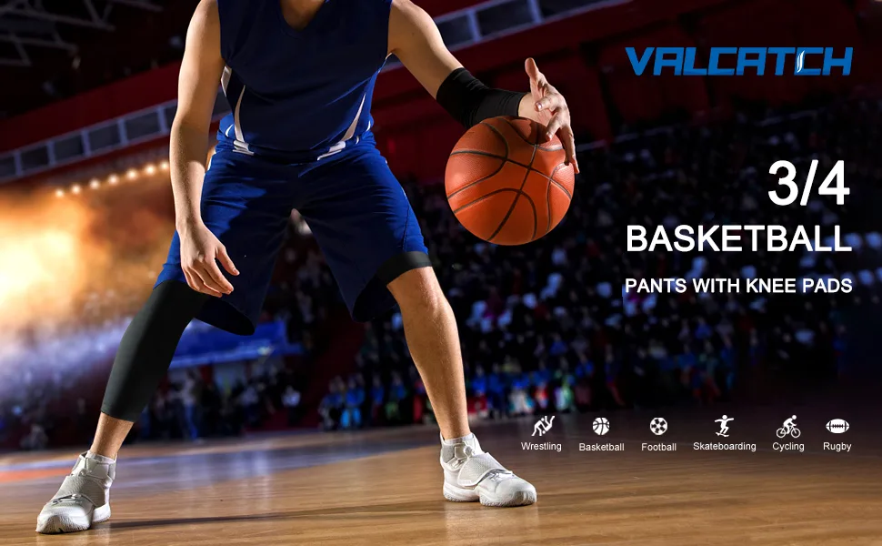 Valcatch Men's One Leg Tights Legging 3/4 Compression Pants Athletic Base Underwear for Basketball Running Black+white(right Short) Large - product information 2