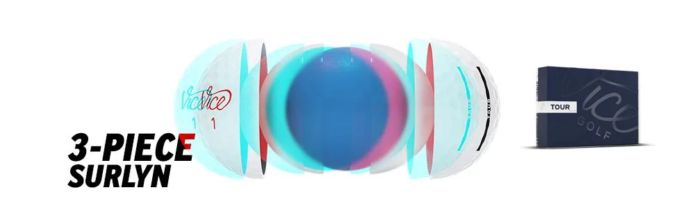Vice Golf Tour White Golf Balls - Ball Explosion Tour with Ball Packaging shown