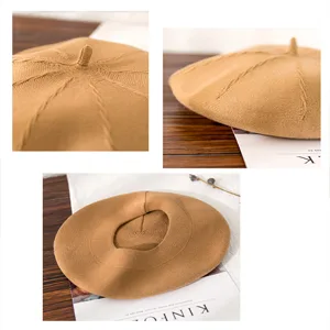 Wheebo French Beret Hat,Reversible Solid Color Cashmere Beret Cap for Womens Girls Lady Adults Black - product information 6
