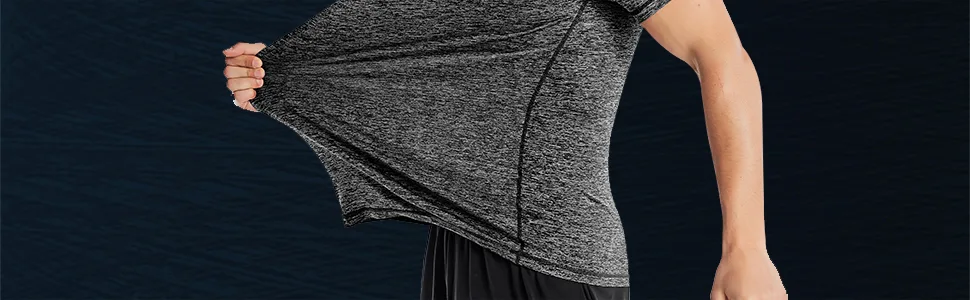 Athletic Shirts for Men Short Sleeve Quick Dry Workout Running Gym Sport Exercise Tee Moisture Wicking Medium Marled Charcoal - product information 2