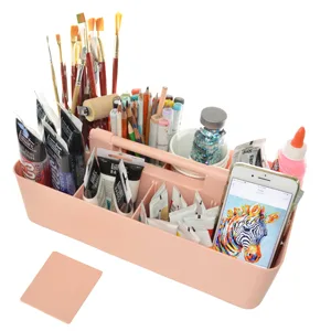 Enjoy Organizer -Large Portable Caddy, DIY Dividers, 8 Compartments, Office Supplies Organizer, Simple, Portable Basket with Handle Storage Organizer Modern,Endless Multi Use -Made in USA Mint - Enjoy Organizer Portable Caddy Pink