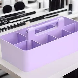 Enjoy Organizer -Large Portable Caddy, DIY Dividers, 8 Compartments, Office Supplies Organizer, Simple, Portable Basket with Handle Storage Organizer Modern,Endless Multi Use -Made in USA Mint - Lavender Portable Makeup Caddy MUA