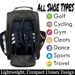 Athletico Executive Golf Shoe Bag with Luggage Tag - Zippered Shoe Carrier with External Pockets - Great Golf Gift for Men or Women - Athletico Executive Golf Shoe Gift Set with Box and Luggage ID Tag