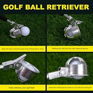 HOW TRUE Stainless Telescopic Extendable Golf Ball Retriever for Water, 15ft 18ft Aluminum Alloy Golf Ball Retriever Telescopic for Water - golf ball retriever for water