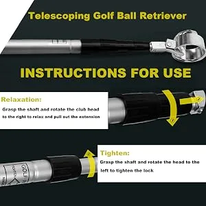 HOW TRUE Stainless Telescopic Extendable Golf Ball Retriever for Water, 15ft 18ft Aluminum Alloy Golf Ball Retriever Telescopic for Water - golf ball retriever for water