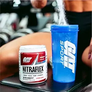 GAT Sport Nitraflex Advanced Pre-Workout Powder, Increases Blood Flow, Boosts Strength and Energy, Improves Exercise Performance, Creatine-Free (Grape, 30 Servings) - pre workout no colors dyes