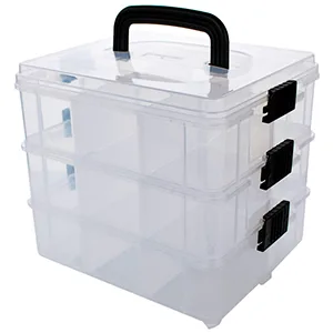 Bins & Things Stackable Storage Container with Clear, 4 -Tier 40 Comprt Large - Craft Storage / Craft Organizers and Storage - Bead Organizer Box / Art Supply Organizer - Ribbon Organizer and Sewing Box 4-Tier, 40 Comprt - Stackable Storage Container