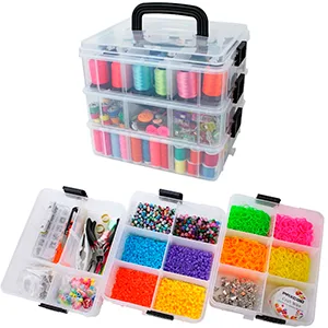 Bins & Things Stackable Storage Container with Clear, 4 -Tier 40 Comprt Large - Craft Storage / Craft Organizers and Storage - Bead Organizer Box / Art Supply Organizer - Ribbon Organizer and Sewing Box 4-Tier, 40 Comprt - Stackable Storage Container