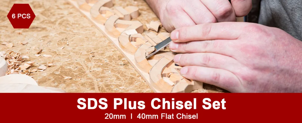 findmall 6-Piece SDS Plus Chisel Set, 40Cr Steel Concrete Drill Bit Set, Rotary Hammer Bits Chisel Set Including Point Chisel, 20mm Flat Chisel, 40mm Flat Chisel - product information 23