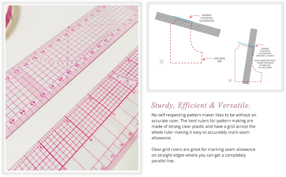 HLZC French Curve Ruler for Pattern Making, 15 Pieces Clear Sewing Ruler Set for Beginners Tailors Designers - french curve ruler