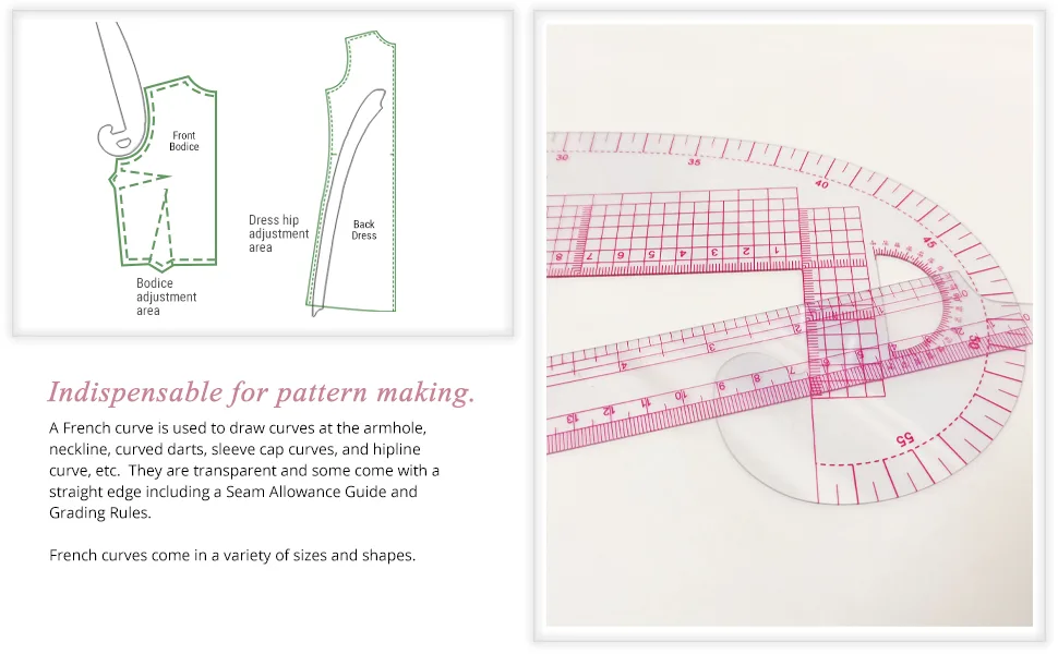 HLZC French Curve Ruler for Pattern Making, 15 Pieces Clear Sewing Ruler Set for Beginners Tailors Designers - french curve ruler