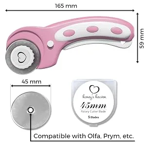 Rotary Cutter Set pink - Quilting Kit incl. 45mm Fabric Cutter, 5 Replacement Blades, A3 Cutting Mat, Acrylic Ruler and Craft Clips - Ideal for Crafting, Sewing, Patchworking, Crochet & Knitting Pink Cutting Mat Set (18" x 12") - Rotary Cutter Set