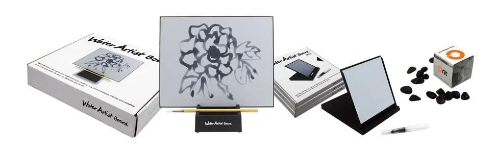 Water Artist Board Drawing Set Paint with Bamboo Brush, Repeatable Zen Buddha Magic Painting Board Paint with Water, Relaxation Meditation Sketch pad - water artist board