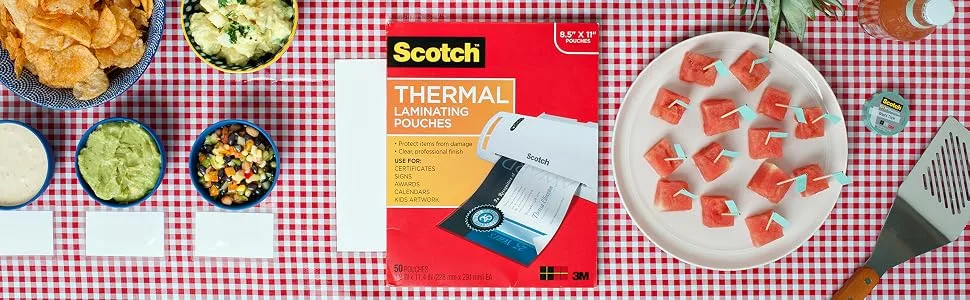 Scotch Self-Seal Laminating Pouches, 25 Pack, Letter Size (LS854-25G-WM) 9" x 11.5" - Scotch Thermal Laminating Pouches