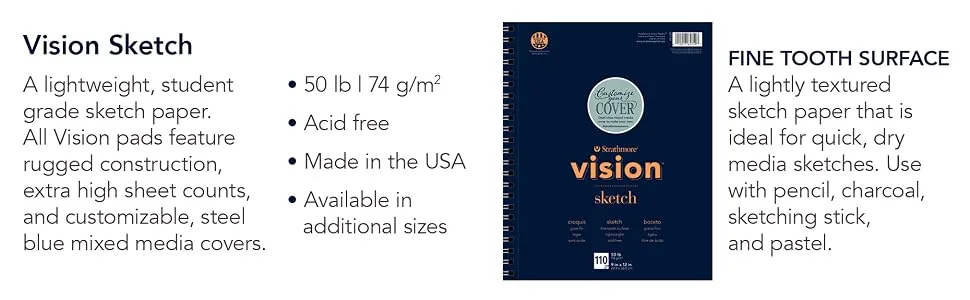 Strathmore (657-68) Vision Sketch Pad, 18" x 24", White, 55 Sheets 18x24 Sketch - Vision Sketch