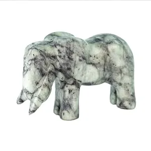 Studiostone Creative Elephant Soapstone Sculpture Stone Carving DIY Arts Crafts Kit Kids Adults - Soapstone elephant sculpture marbled white and grey