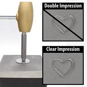 The Beadsmith Brass Head Mallet - Metal Elements - 10 Inches long, 2LB head with a 38mm Face - Brass & Sheet Metal Hammer for Dapping, Chasing & Light Stamping - Double impressions vs clear impressions