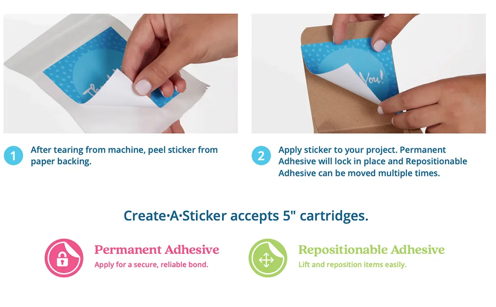 Xyron Create-a-Sticker, 5" Sticker and Label Maker Machine for Small Business and DIY Crafts, Includes Permanent Adhesive, Pre-Loaded (0501-05-10A), 9.055" x 5.709" x 5.906" - product information 5