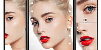 deweisn Trifold Lighted Vanity Mirror with 21 LED Lights, Touch Screen and 3X/2X/1X Magnification, Two Power Supply Mode Make up Mirror,Travel Mirror Black - product information 4
